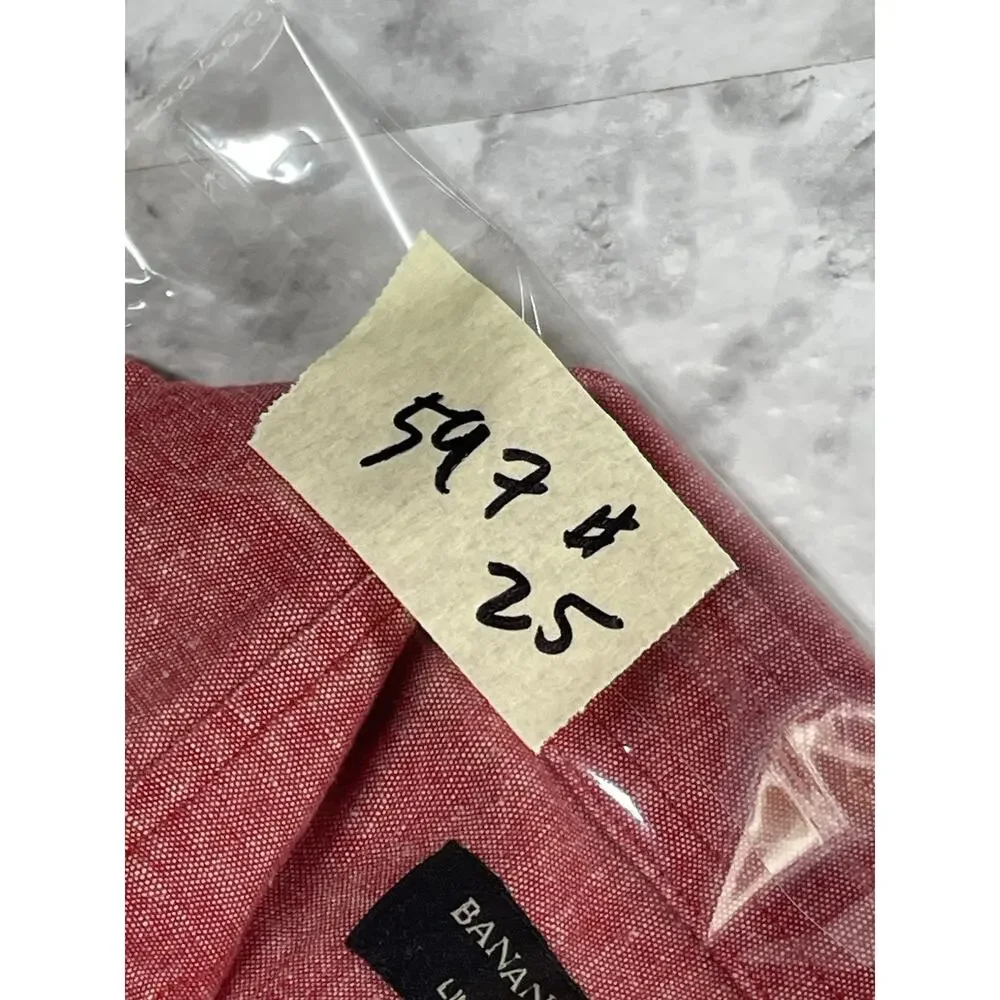 Coastal Resorts Banana Republic Men's Linen Standard Fit Button Down Shirt S Red